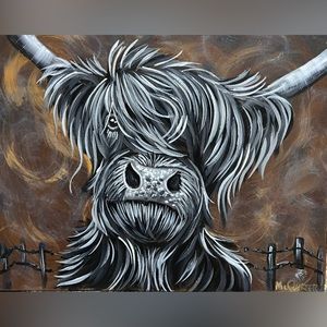 Original Art Highland cow Painting Signed by the Artist- Me :)